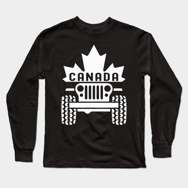 Canada Flag Jeep Canadian America Flag Jeep Vintage Jeep Candian Pride Jeep Long Sleeve T-Shirt by David Darry